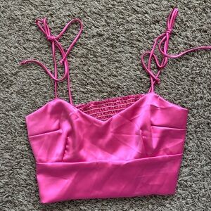 RESA Hot Pink Satin Crop Top